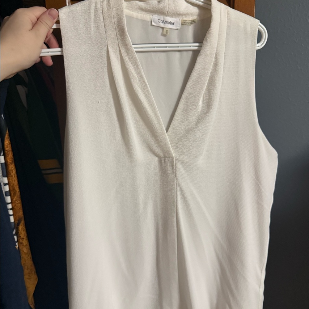 Calvin Klein Cream Sleeveless Blouse